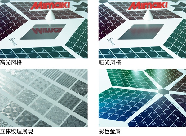 高光风格、哑光风格、立体纹理展现、彩色金属