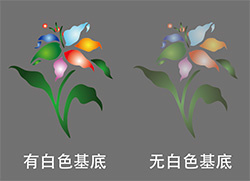 白墨：有白色基底/无白色基底