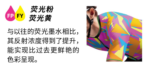 与以往的荧光墨水相比，其反射浓度得到了提升，能实现比过去更鲜艳的色彩呈现。