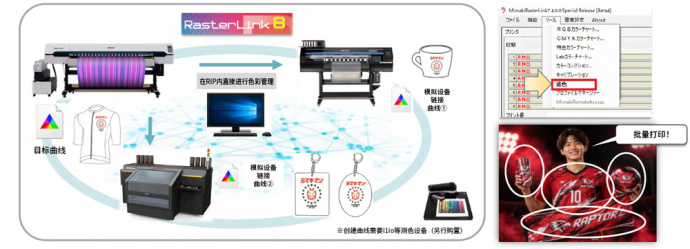 色彩管理追色功能：可在RIP内部完成色彩管理作业