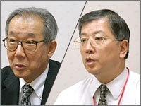左侧：常务董事兼商业成像事业部长 　吉田先生　　右侧：生产部次长 高桥先生
