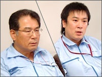 董事长社长 鹰巢秋广先生（左） 营业担当董事 鹰巢太地先生（右）