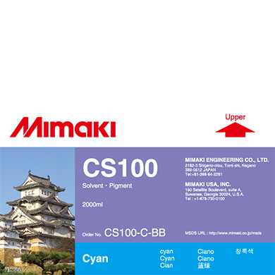 CS100-C-BB CS100 Solvent ink bottle Cyan