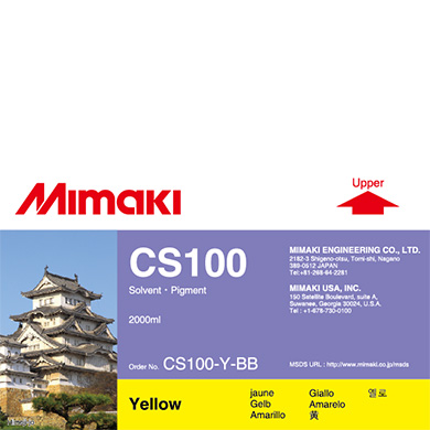 CS100-Y-BB CS100 Solvent ink bottle Yellow