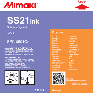 SPC-0501OR SS21 Solvent ink cartridge Orange