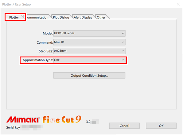 FineCut plotter setting