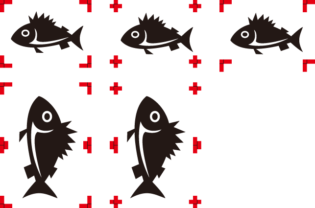 Illustration of filling in red around a register mark _