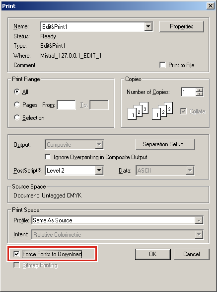 Font download setting screen