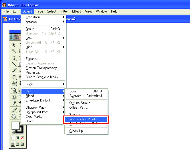 Anchor point addition screen