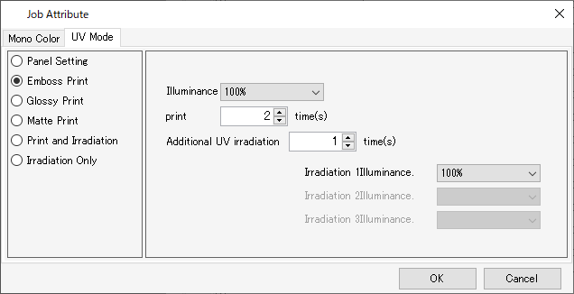 Thick print setting screen