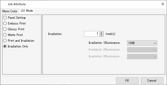 Irradiation only setting screen