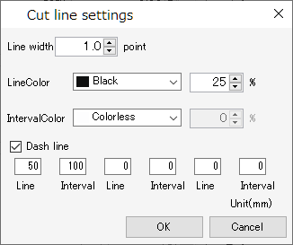 Cut line settings dialog