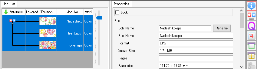 Property tab and job list screen
