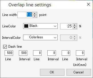 Overlap line settings dialog