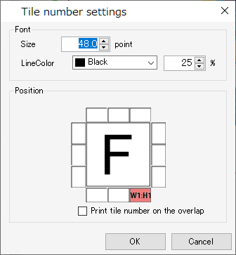 Tile number settings dialog