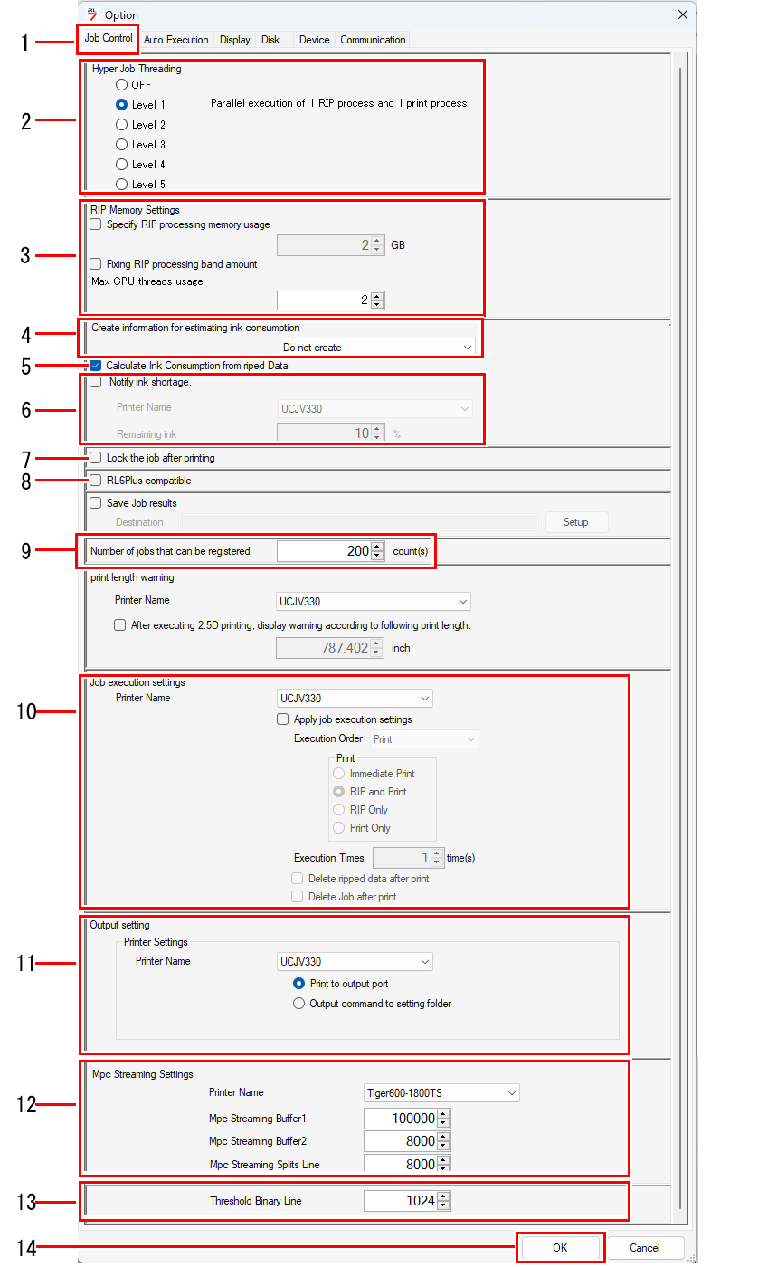 Job Control tab screen_