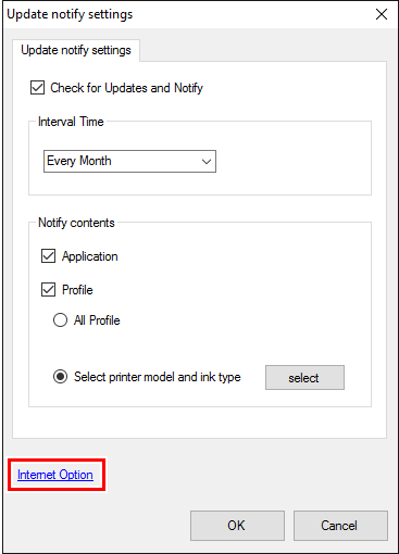 Notification Setting dialog screen