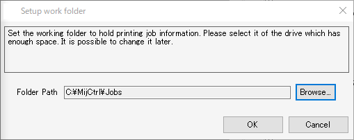 Working folder setting dialog