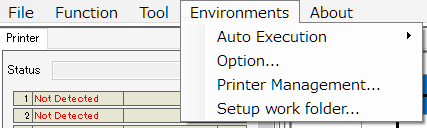 Environment setting menu screen