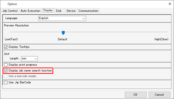 Search function display check screen