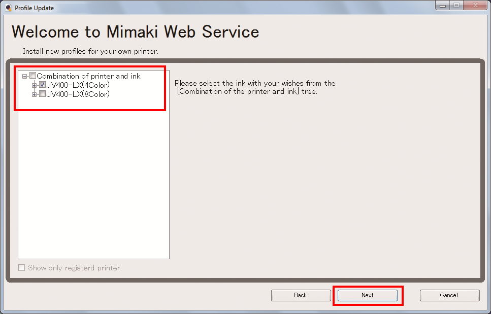 Top screen of Profile Update