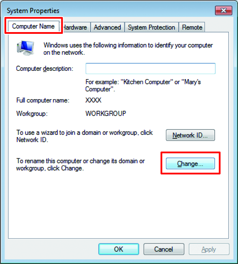 System Properties Screen