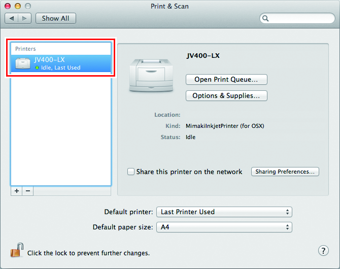 Print & Scan screen showing the name of the added printer