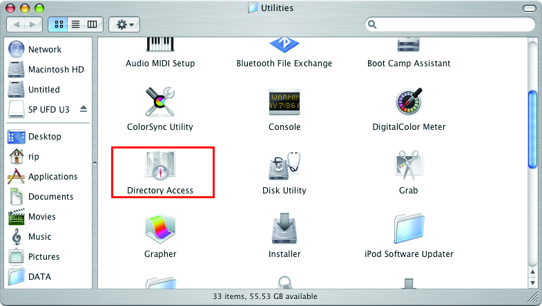 Utilities screen