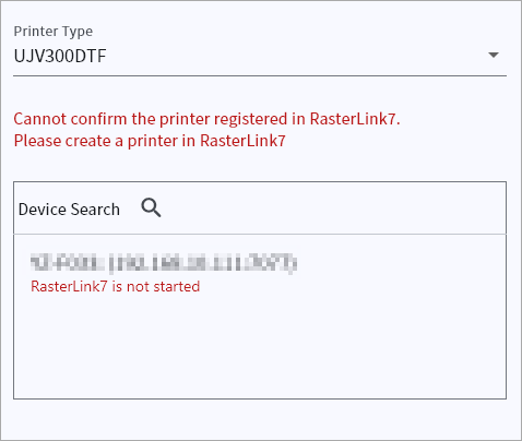 Registered Printer Not Recognized Dialog